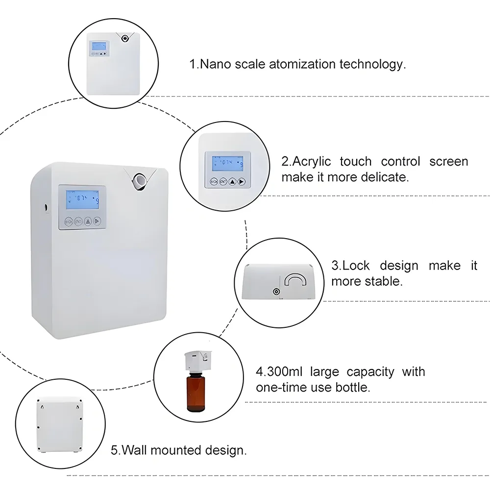 Bluetooth Smart Scent Diffuser Hotel Air Freshener Scent Diffuser Cover 300mL for Home Scent Dispenser Electronic Scent 300-400m³ Coverage