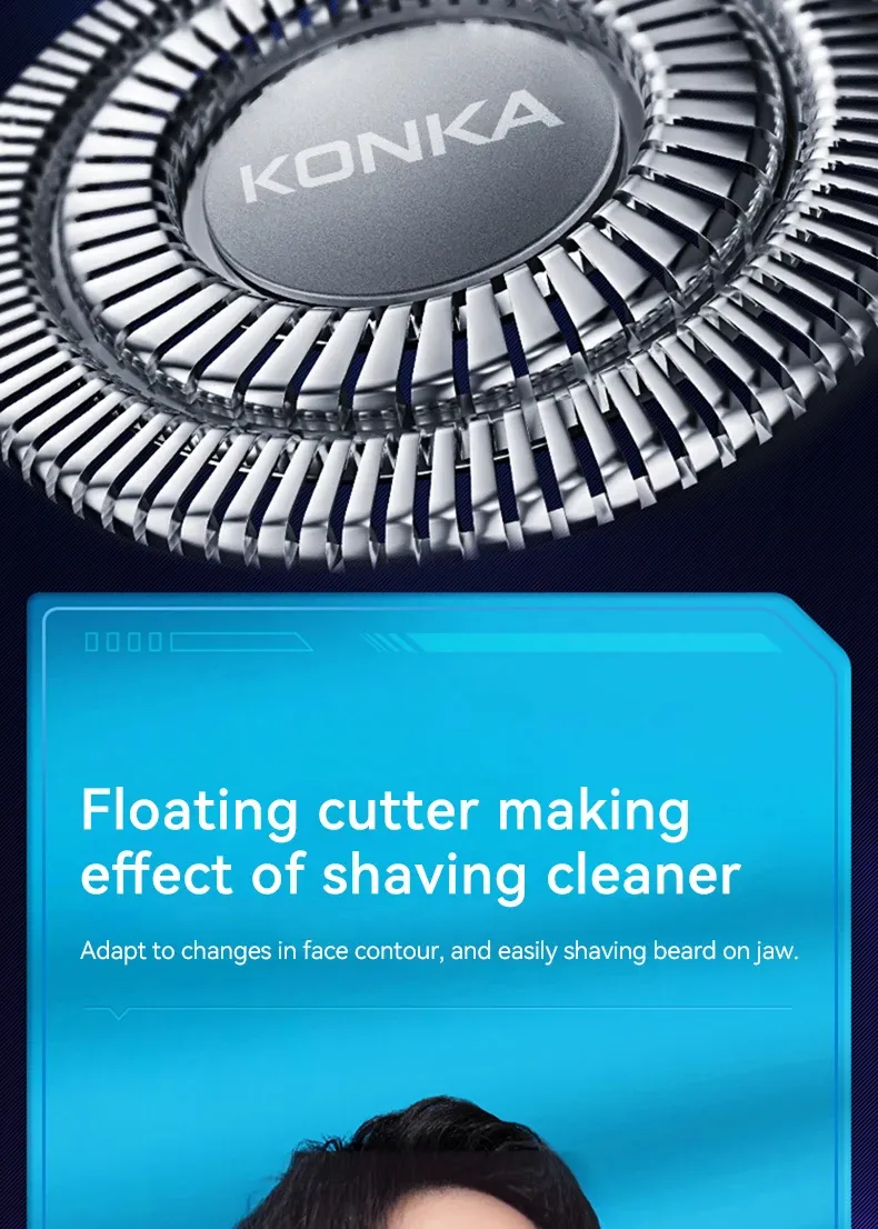 KONKA KS-Mini8 Electric Shaver Razor Mini Portable Shaver Full Body Waterproof Type-C Rechargeable Shaver Travel Essential