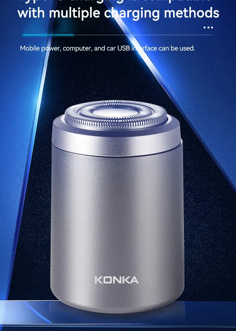 KONKA KS-Mini8 Electric Shaver Razor Mini Portable Shaver Full Body Waterproof Type-C Rechargeable Shaver Travel Essential