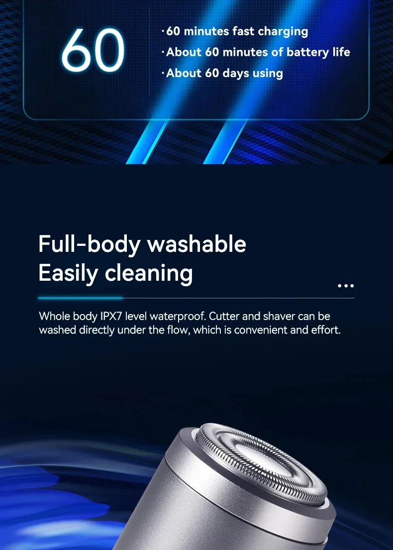 KONKA KS-Mini8 Electric Shaver Razor Mini Portable Shaver Full Body Waterproof Type-C Rechargeable Shaver Travel Essential