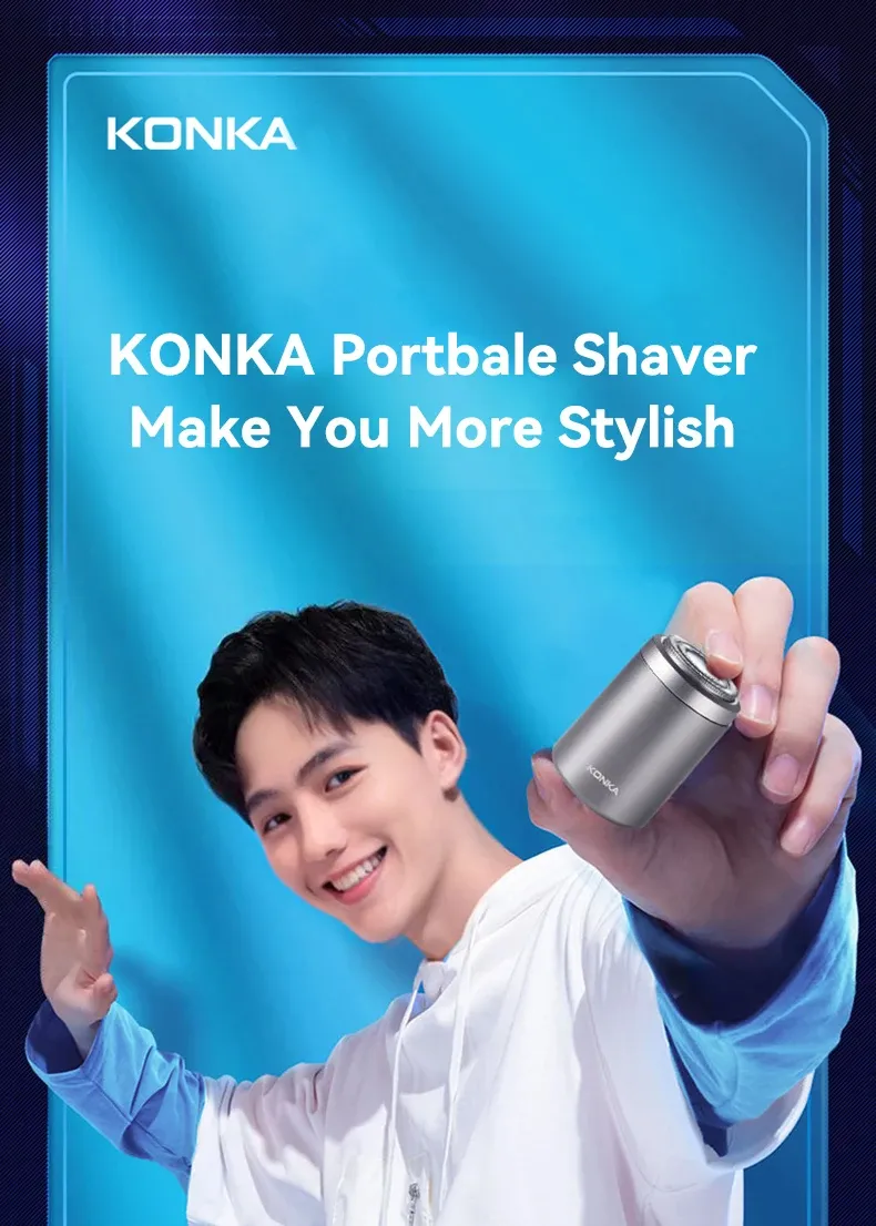 KONKA KS-Mini8 Electric Shaver Razor Mini Portable Shaver Full Body Waterproof Type-C Rechargeable Shaver Travel Essential