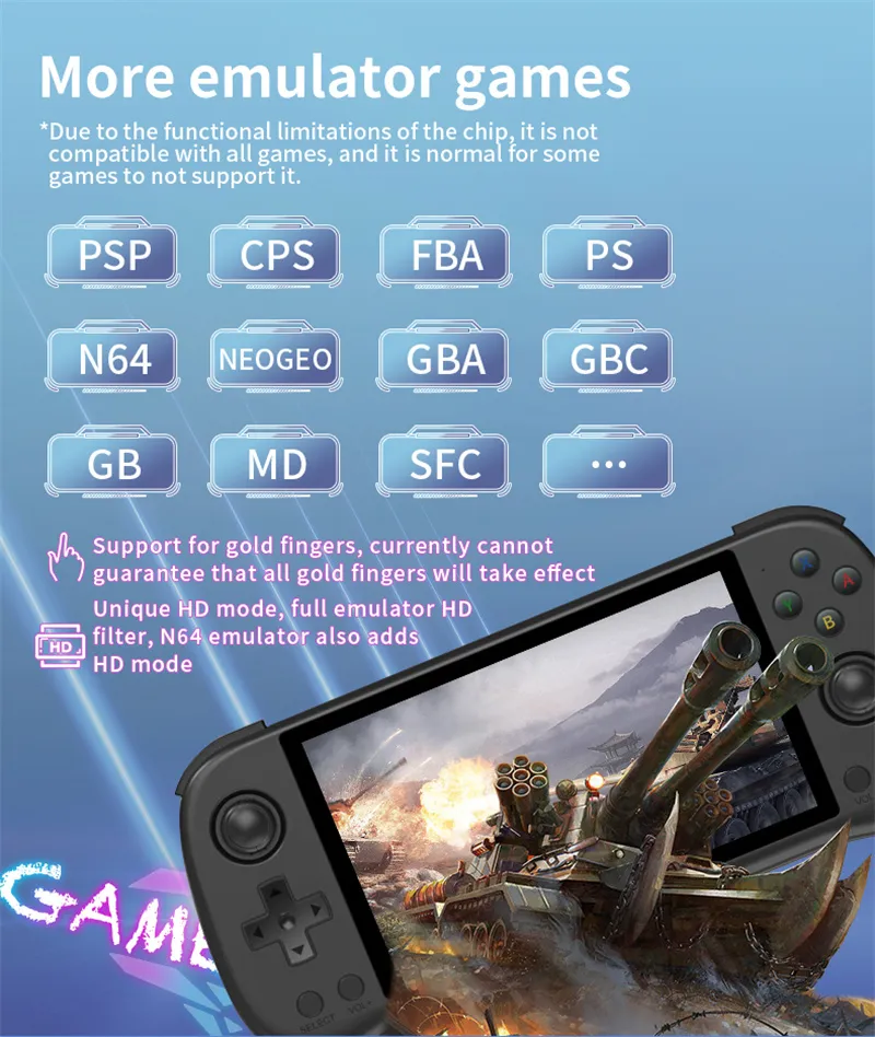 POWKIDDY X55 64GB Open Source Handheld Gaming Console RK3566 5.5-inch IPS Screen Built-in 6000+ Games Support HD Output 3D Joystick Video Game Player