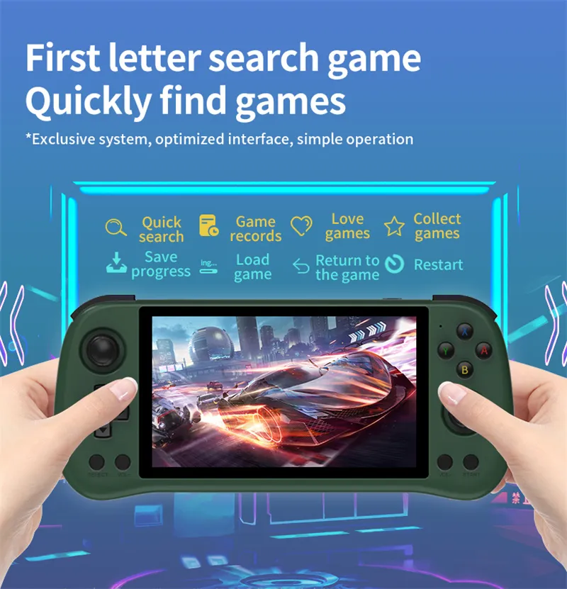 POWKIDDY X55 64GB Open Source Handheld Gaming Console RK3566 5.5-inch IPS Screen Built-in 6000+ Games Support HD Output 3D Joystick Video Game Player