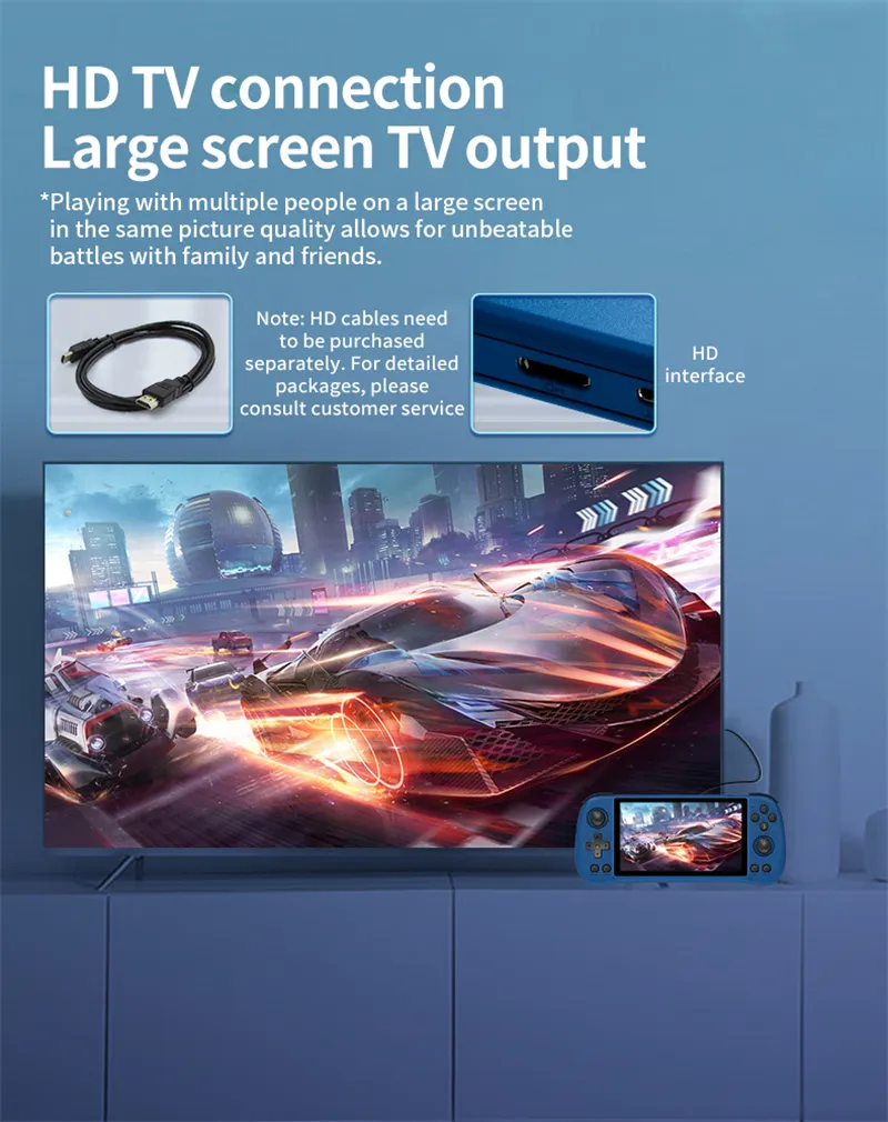 POWKIDDY X55 64GB Open Source Handheld Gaming Console RK3566 5.5-inch IPS Screen Built-in 6000+ Games Support HD Output 3D Joystick Video Game Player