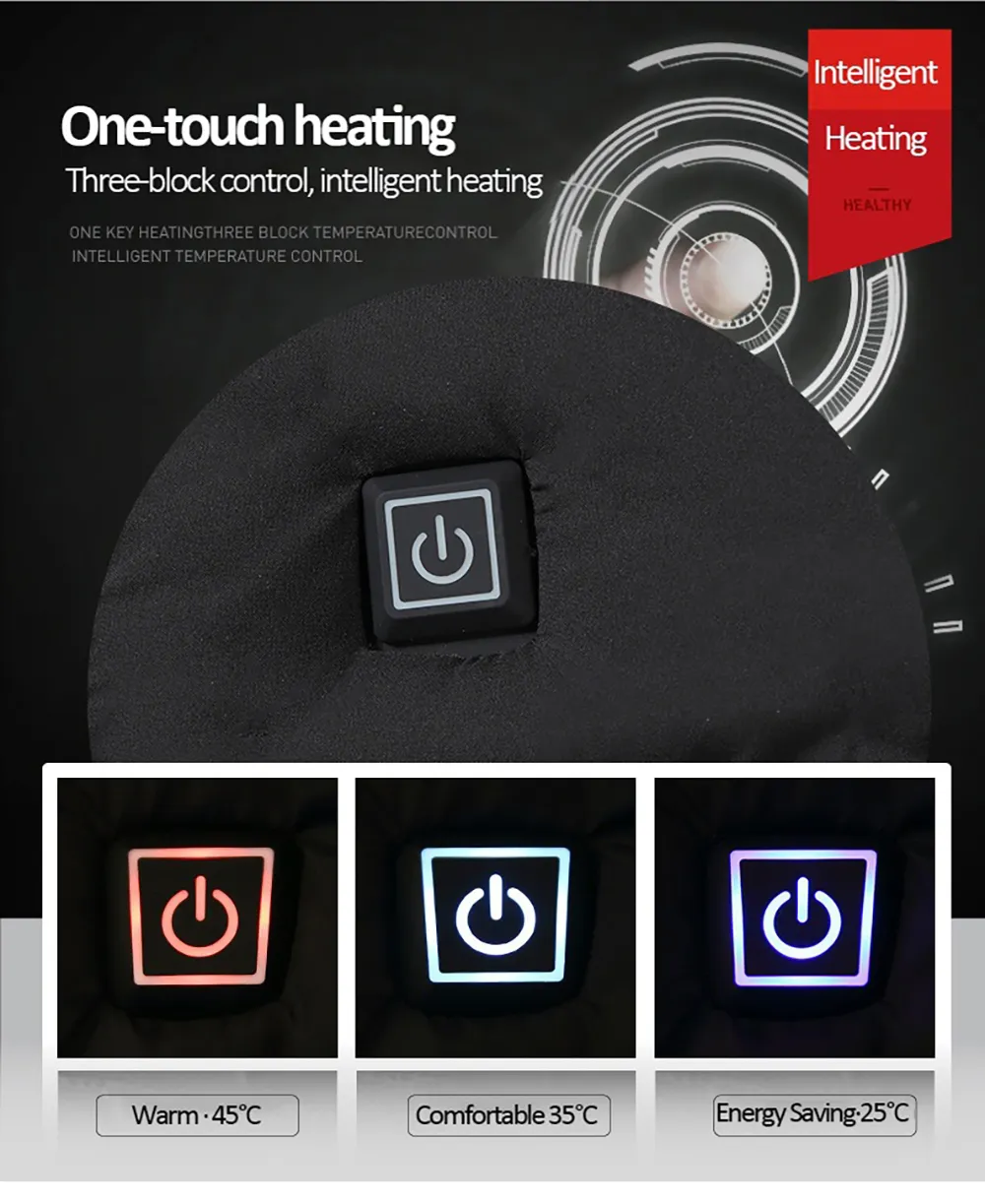 2 Zone Electric Heated Jacket Winter Intelligent USB Rechargeable Heating Cotton Coat Motorcycle Winter Smart Jacket