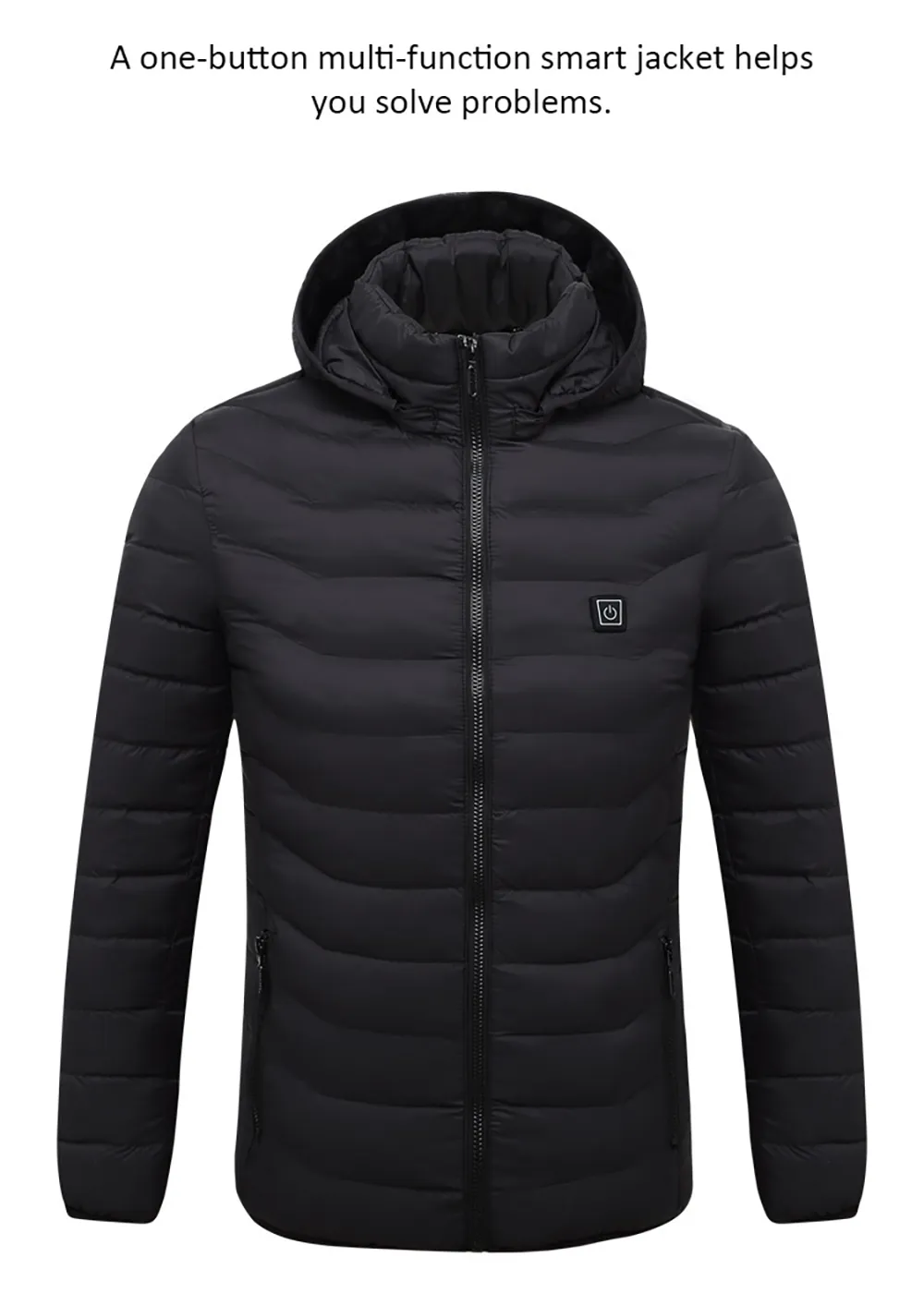 2 Zone Electric Heated Jacket Winter Intelligent USB Rechargeable Heating Cotton Coat Motorcycle Winter Smart Jacket