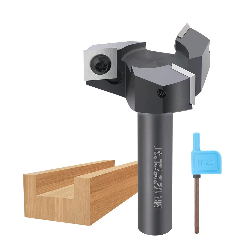 1/2 Inch Shank 3 Flutes CNC Carbide Spoilboard Surfacing Router Bit Slab Flattening Milling Cutter with 2 Cutting Diameter