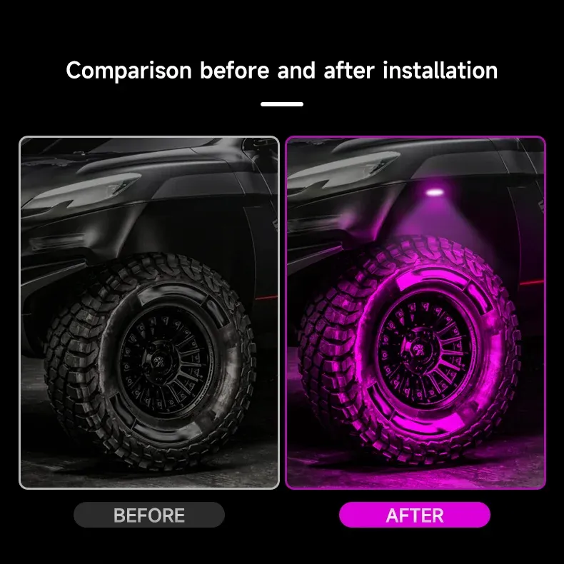 4PCS 8000LM Car LED Underglow Lights Atmosphere Lights Grille Modified Lights Universal for Off-road Vehicles