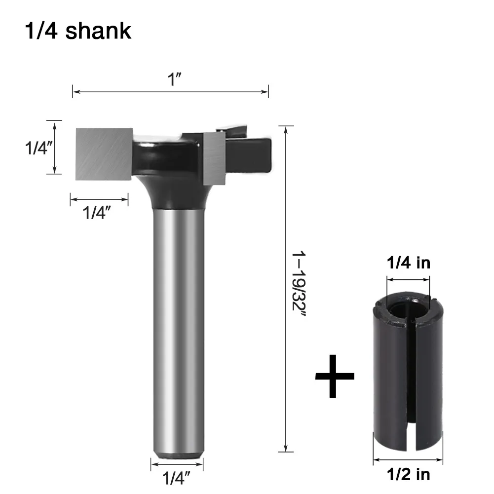 LAVIE 1/4 Inch 6mm Shank 3 Flutes CNC Spoilboard Surfacing Router Bit Slab Flattening Router Bit Milling Cutter With Adapter 1/25.4mm Cutting Diameter