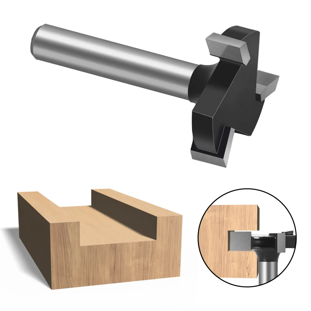 LAVIE 1/4 Inch 6mm Shank 3 Flutes CNC Spoilboard Surfacing Router Bit Slab Flattening Router Bit Milling Cutter With Adapter 1/25.4mm Cutting Diameter