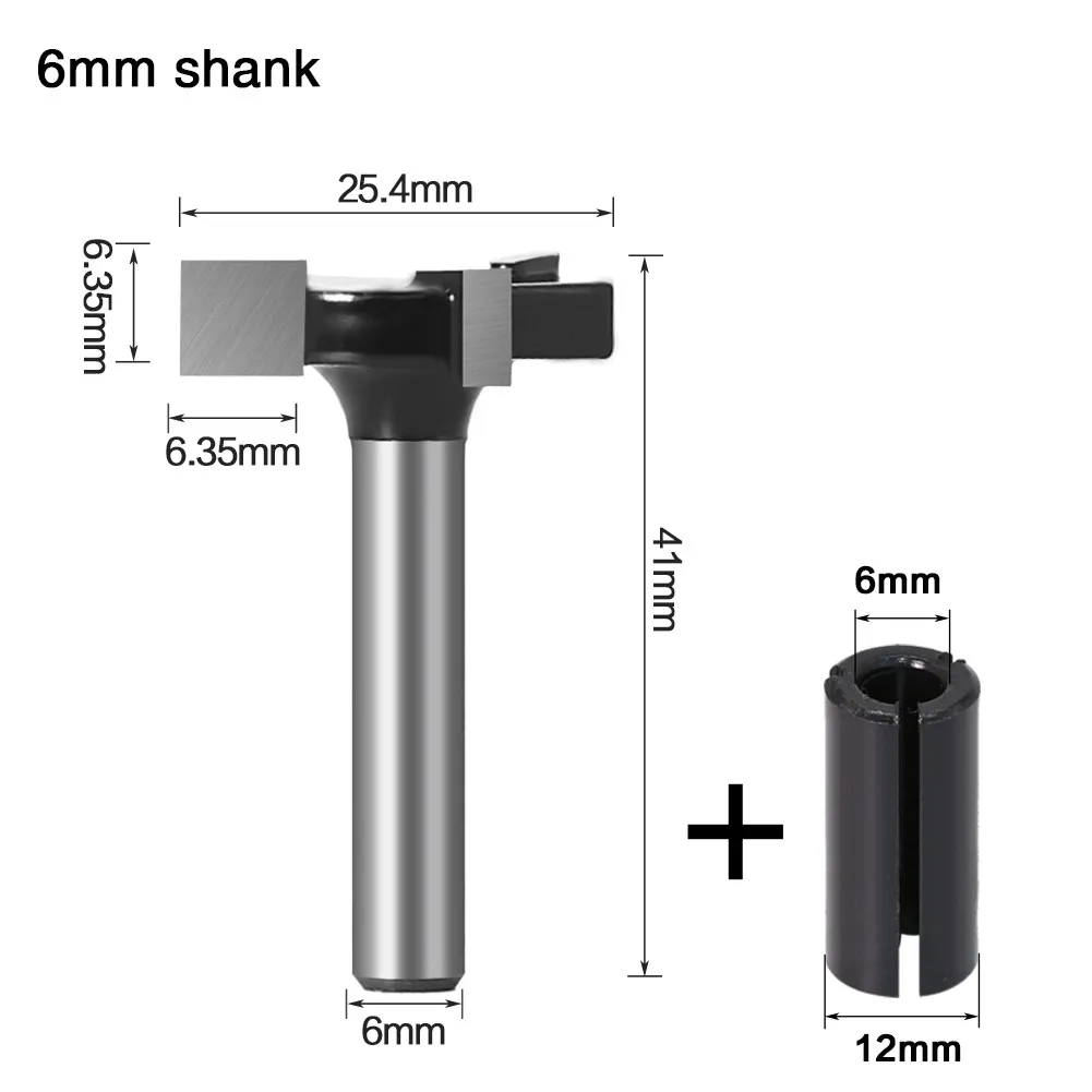 LAVIE 1/4 Inch 6mm Shank 3 Flutes CNC Spoilboard Surfacing Router Bit Slab Flattening Router Bit Milling Cutter With Adapter 1/25.4mm Cutting Diameter