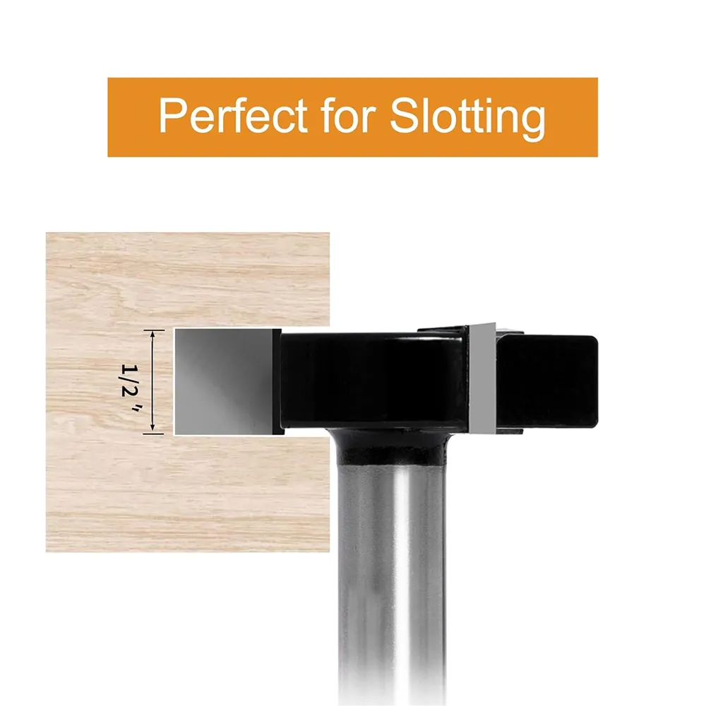 LAVIE 12mm 1/2 Inch Shank 3 Flutes CNC Spoilboard Surfacing Router Bit Carbide Slab Flattening Router Bit Wood Milling Cutter Planer Tool with 1-15/16/49mm Cutting Diameter