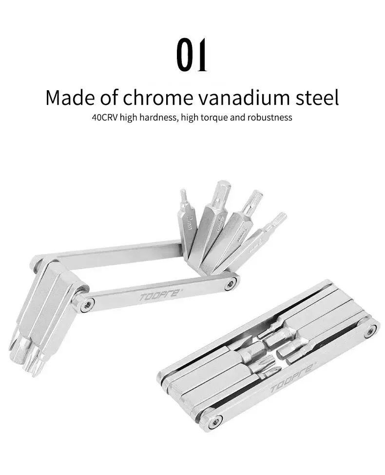 TOOPRE Mountain Bike Repair Tool Kit Multifunctional Bicycle Repair Disassembly Kit Hexagonal Screwdriver Wrench
