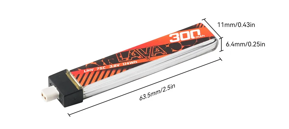 5 PCS BETAFPV 3.8V 300mAh 75C 1S LiHV Battery High Performance Z-Folding Process BT2.0 Connector for Air65 FPV Racing Drone