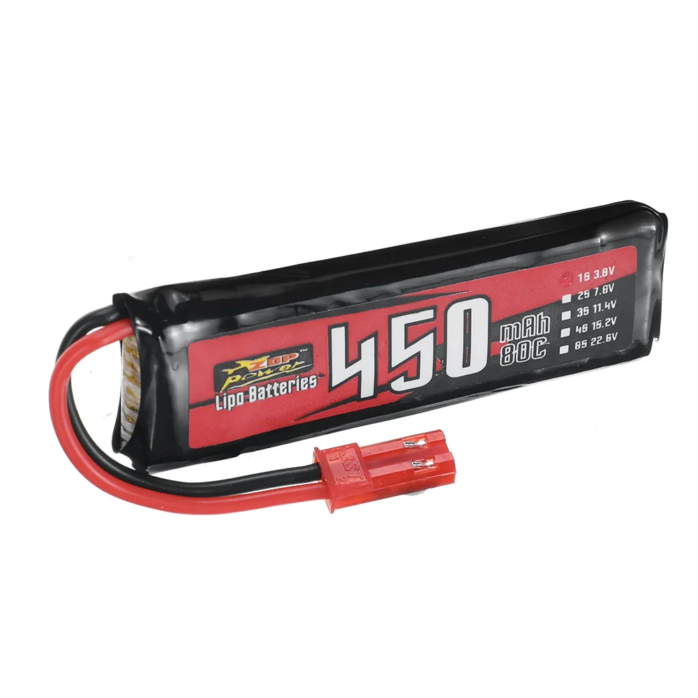 5 PCS ZOP Power 3.8V 450mAh HV 80C 1S LiPo Battery with JST Plug for RC Drone 5 PCS ZOP Power 3.8V 450mAh HV 80C 1S LiPo Battery with JST Plug for RC Drone
