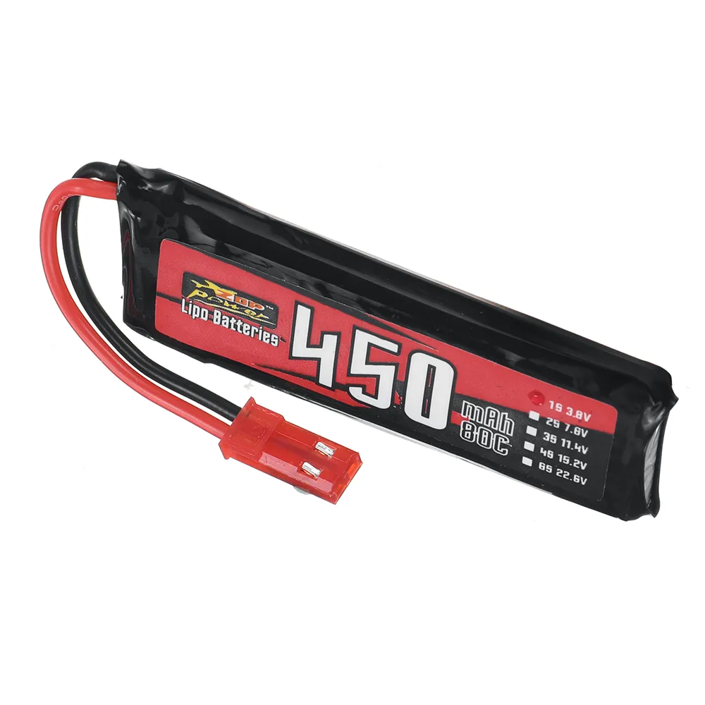 5 PCS ZOP Power 3.8V 450mAh HV 80C 1S LiPo Battery with JST Plug for RC Drone 5 PCS ZOP Power 3.8V 450mAh HV 80C 1S LiPo Battery with JST Plug for RC Drone