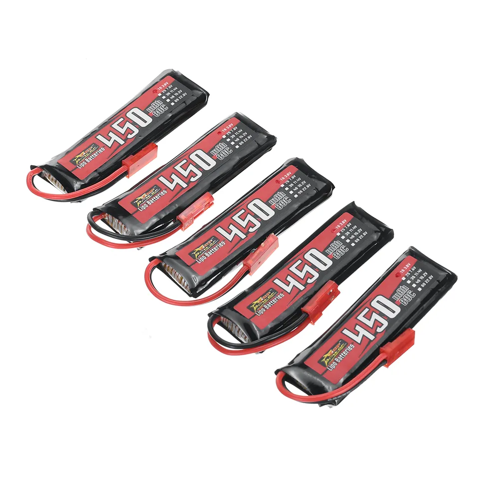 5 PCS ZOP Power 3.8V 450mAh HV 80C 1S LiPo Battery with JST Plug for RC Drone 5 PCS ZOP Power 3.8V 450mAh HV 80C 1S LiPo Battery with JST Plug for RC Drone