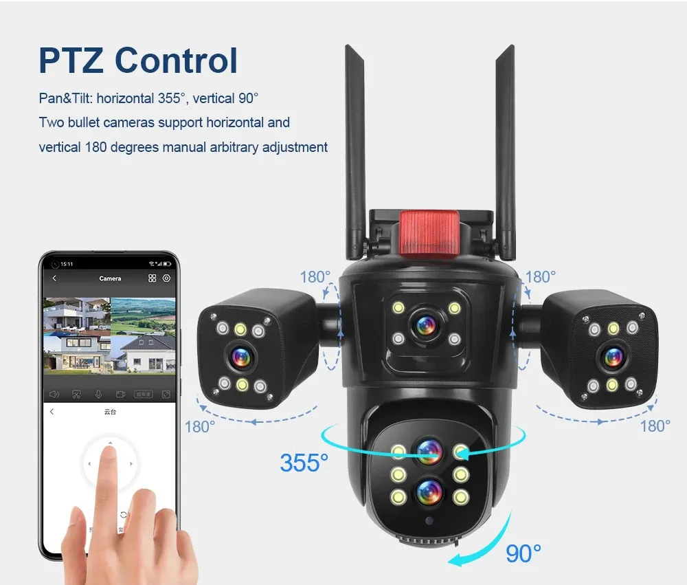 DIDSteh 20MP WIFI IP Camera Four Screens Five Lens 10X Zoom Wireless Outdoor Smart Auto Tracking CCTV PTZ Surveillance Cameras DIDSteh 20MP WIFI IP Camera Four Screens Five Lens 10X Zoom Wireless Outdoor Smart Auto Tracking CCTV PTZ Surveillance Cameras