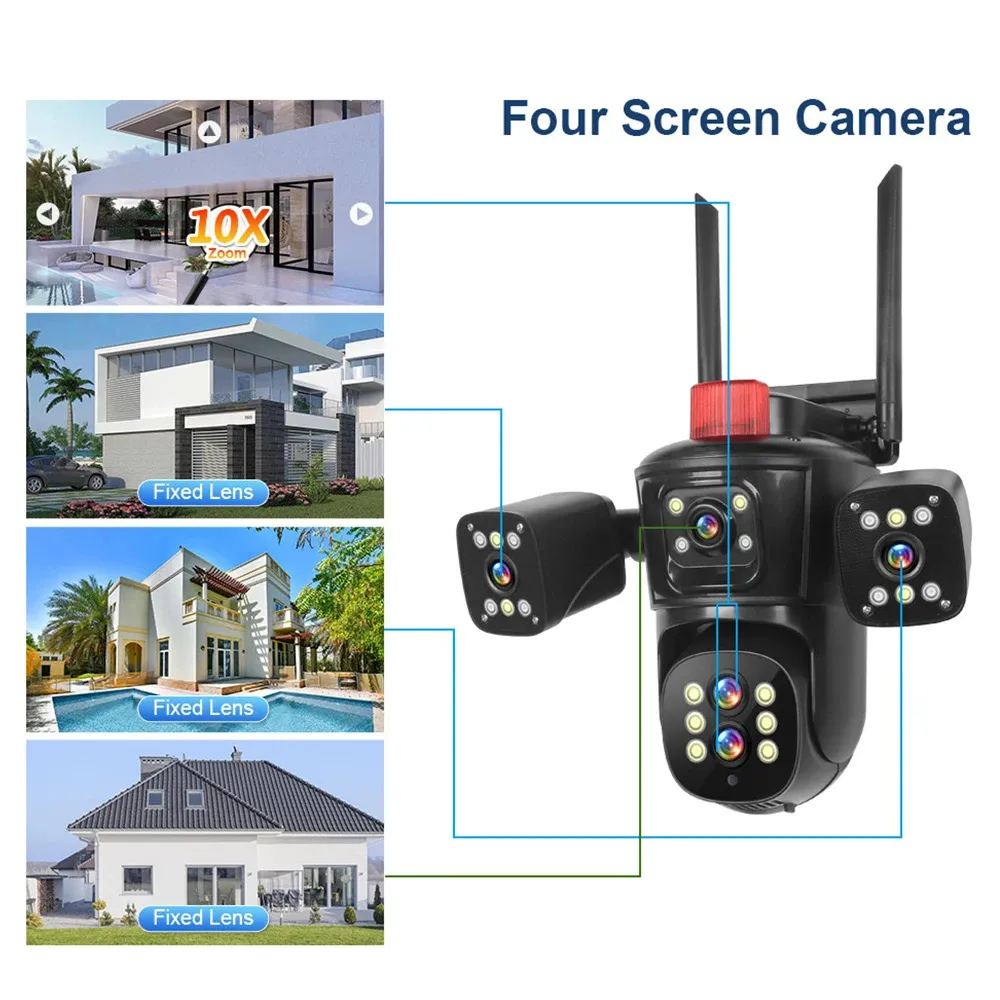 DIDSteh 20MP WIFI IP Camera Four Screens Five Lens 10X Zoom Wireless Outdoor Smart Auto Tracking CCTV PTZ Surveillance Cameras DIDSteh 20MP WIFI IP Camera Four Screens Five Lens 10X Zoom Wireless Outdoor Smart Auto Tracking CCTV PTZ Surveillance Cameras