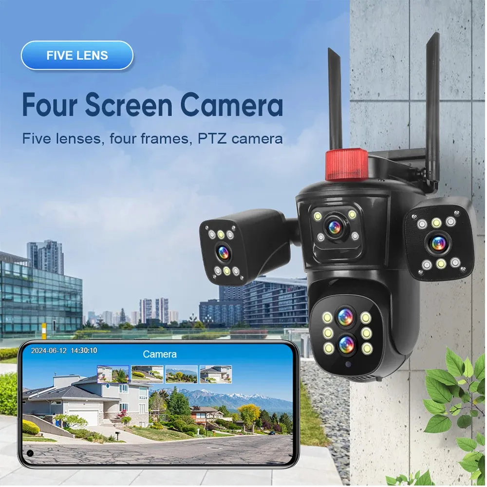 DIDSteh 20MP WIFI IP Camera Four Screens Five Lens 10X Zoom Wireless Outdoor Smart Auto Tracking CCTV PTZ Surveillance Cameras DIDSteh 20MP WIFI IP Camera Four Screens Five Lens 10X Zoom Wireless Outdoor Smart Auto Tracking CCTV PTZ Surveillance Cameras