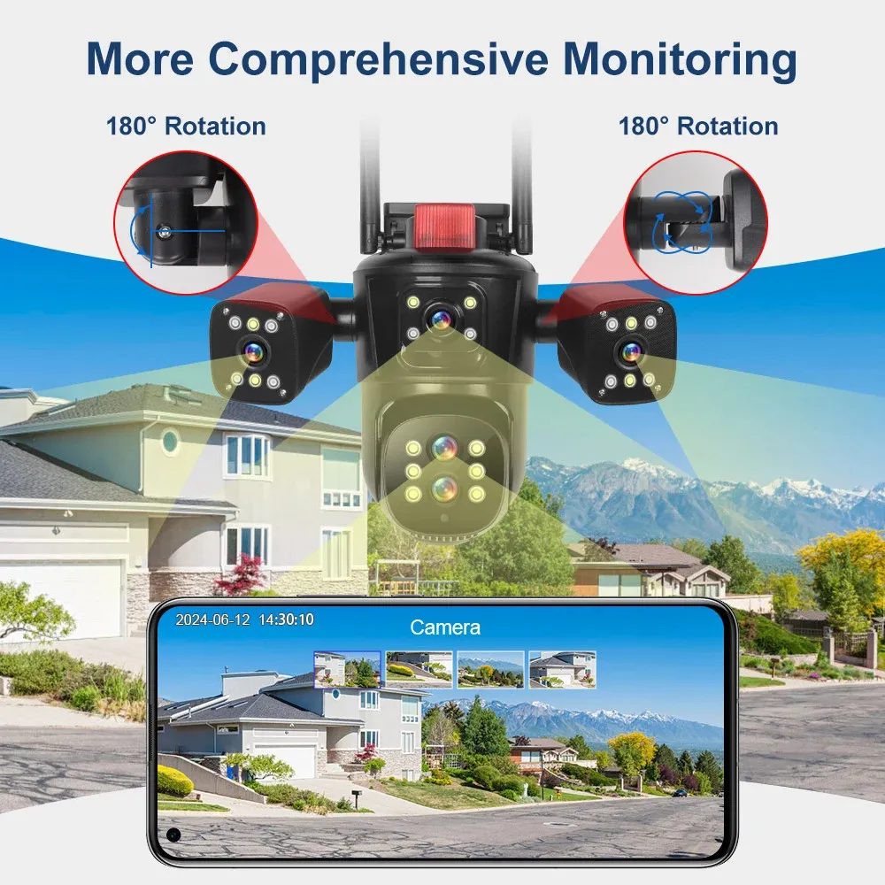 DIDSteh 20MP WIFI IP Camera Four Screens Five Lens 10X Zoom Wireless Outdoor Smart Auto Tracking CCTV PTZ Surveillance Cameras DIDSteh 20MP WIFI IP Camera Four Screens Five Lens 10X Zoom Wireless Outdoor Smart Auto Tracking CCTV PTZ Surveillance Cameras