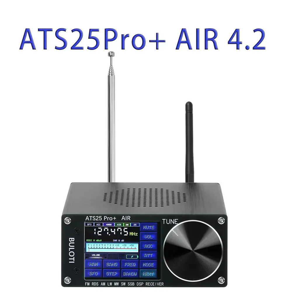 ATS25Pro+ Airband Radio Receiver Bluetooth 2.4-inch Touchscreen 4000 mAh Battery FM LW MW SW SSB 64-108 MHz RDSBNC Interface