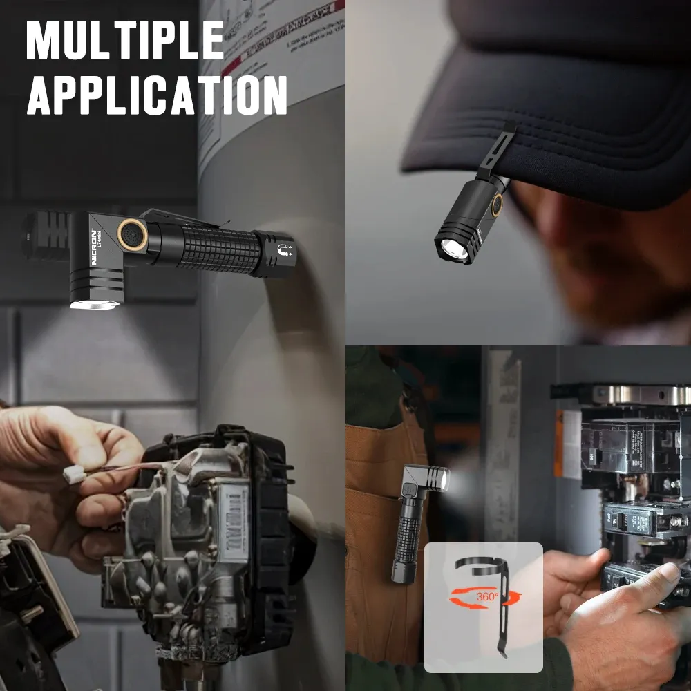 Nicron L74 Mini Tiny 400 Lumens Tactical EDC Flashlight L-shape LED Torch Rechargeable with Magnet 90 Degree IP65 Waterproof Led Pocket Light Nicron L74 Mini Tiny 400 Lumens Tactical EDC Flashlight L-shape LED Torch Rechargeable with Magnet 90 Degree IP65 Waterproof Led Pocket Light