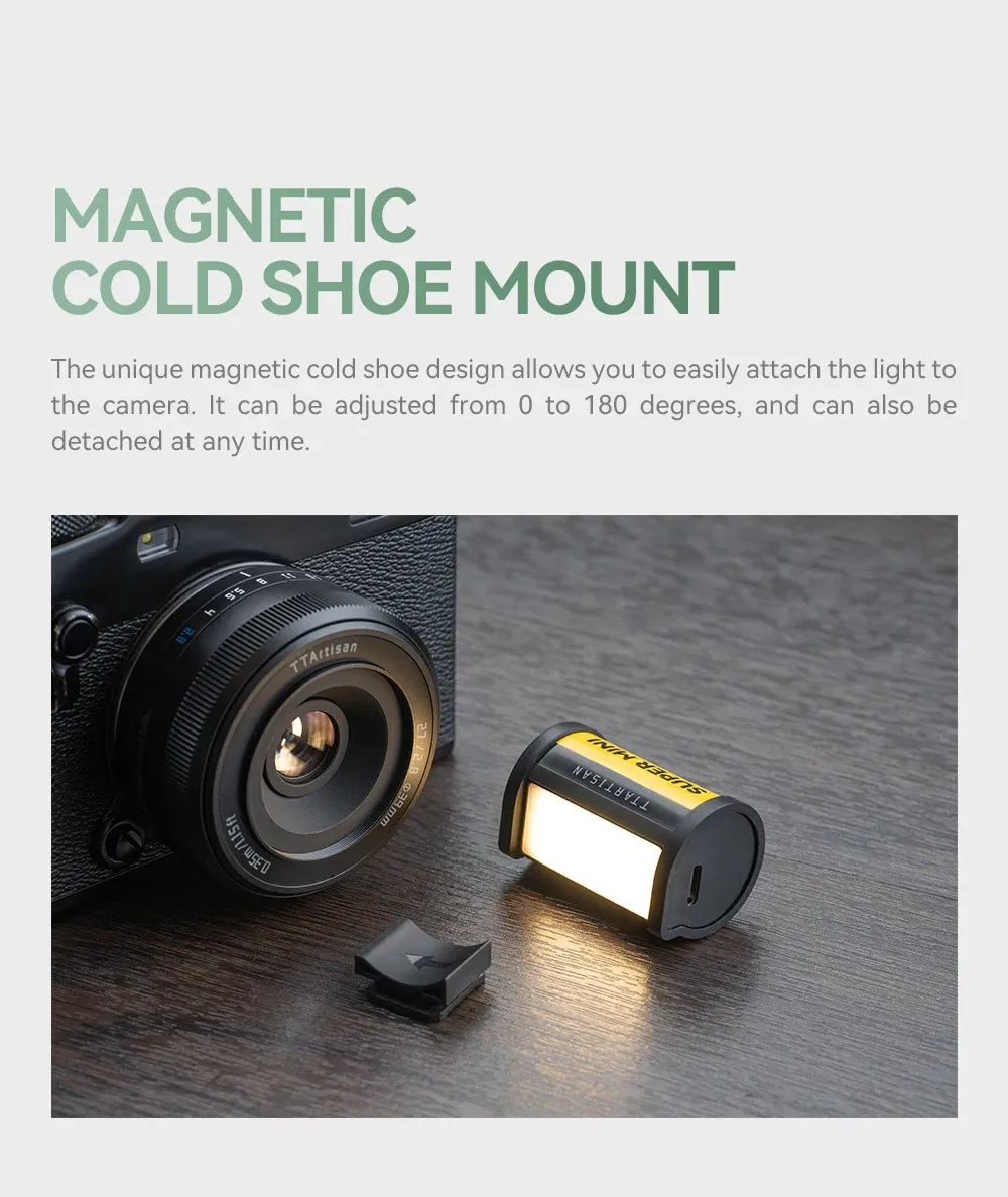 TTArtisan Mini Magnetic LED Light RGB Fill Light CRI 95+ Vlog Photography Live Streaming Cold Shoe Mount 3000K/4500K/6000K 300mAh Battery Type-C Charging TTArtisan Mini Magnetic LED Light RGB Fill Light CRI 95+ Vlog Photography Live Streaming Cold Shoe Mount 3000K/4500K/6000K 300mAh Battery Type-C Charging