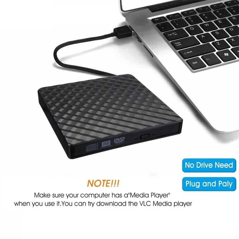 USB3.0 Slim External DVD RW CD Writer Drive Burner Reader Player Portable Optical Drives for Laptop PC DVD Burner DVD
