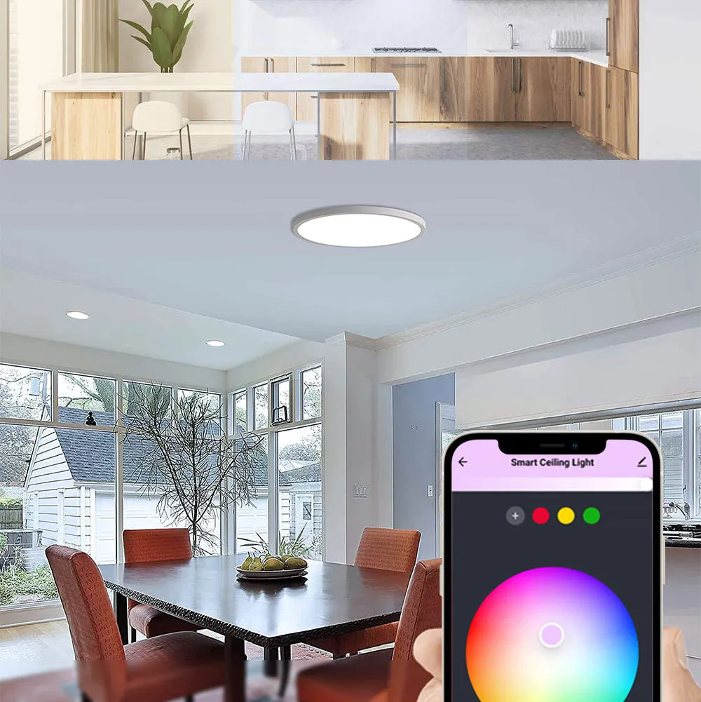 LIXINCORDA 24W WIFI Smart Ceiling Lamp Bluetooth RGBCW Colorful 1920lm Bedroom Lamp Works With Tuya Alexa Google