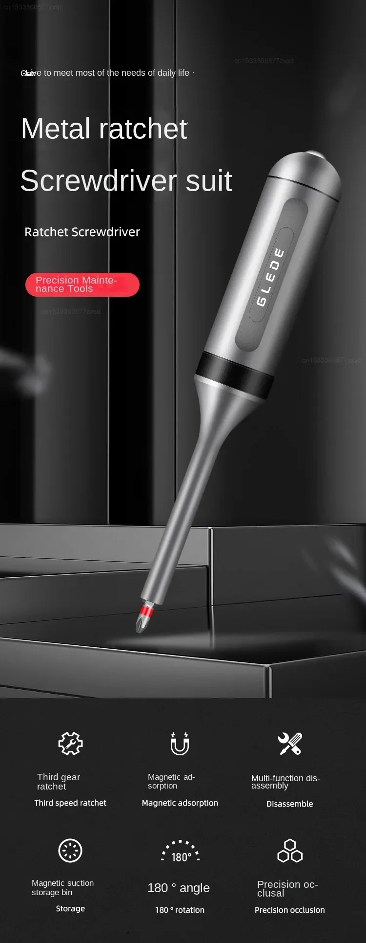 13-in-1 L1005-A Metal Ratchet Screwdriver Set Magnetic Bits Ergonomic Handle CRV Material Portable Maintenance Tools