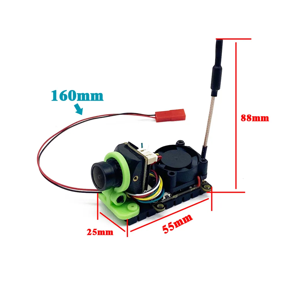 EWRF 5.8G 48CH 300/600/1000mW Adjustable CMOS 1200TVL VTX Camera Support 2-4S Power Suitable for RC Models