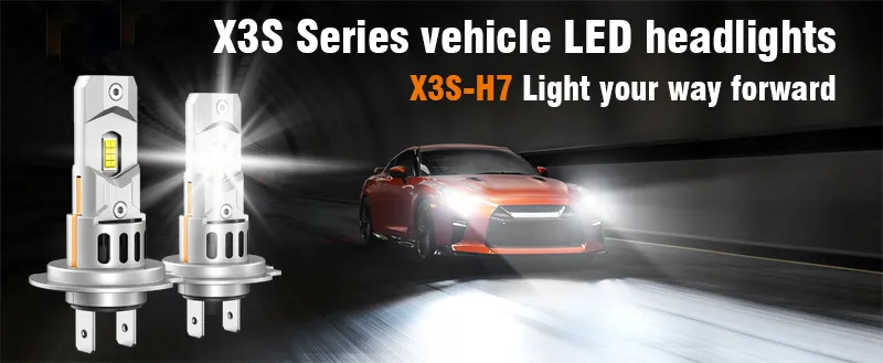 SEALIGHT 2PCS X3S H7 LED Car Headlight 6000LM Car Front Light Hi Low Beam 6500K LED Headlight Bulbs Turbo Fan Cooling