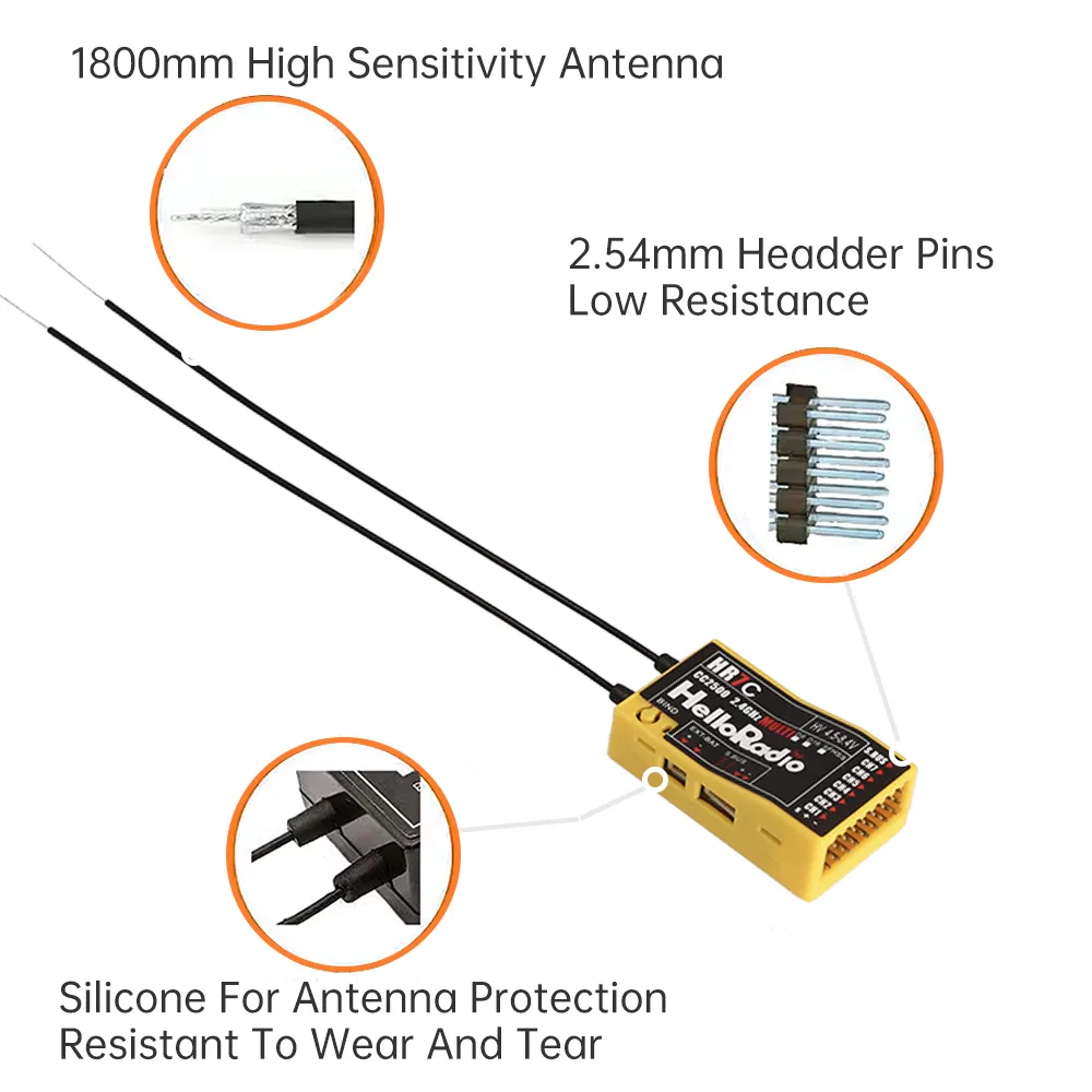 HelloRadioSky HR7C CC2500 2.4GHz 8CH D8/D16/SFHSS PWM Receiver for Fixed Wing RC Airplane HelloRadioSky HR7C CC2500 2.4GHz 8CH D8/D16/SFHSS PWM Receiver for Fixed Wing RC Airplane