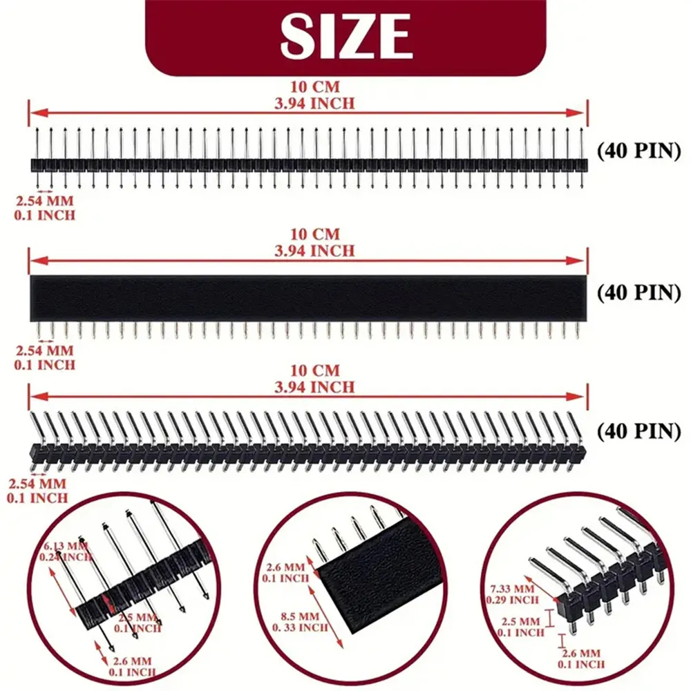 92Pcs Double-sided PCB Board Single Row Pin Single Row Female Terminal Kit Printed Circuit Boards Part Electronic Components