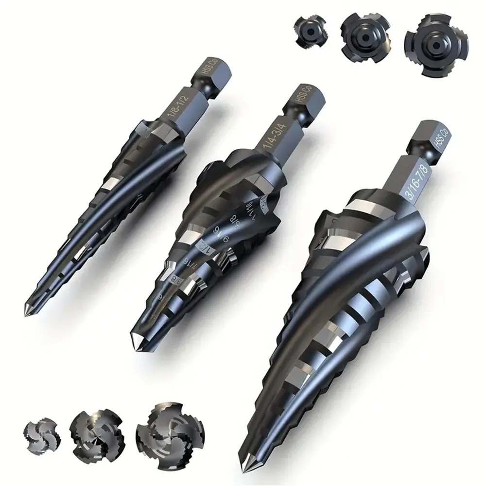 3PCS高速鋼ステップドリルビットセットM35コバルトHSS六角シャンク1/8から7/8マルチサイズ金属木材プラスチックステンレススチールアルミニウム用 3PCS高速鋼ステップドリルビットセットM35コバルトHSS六角シャンク1/8から7/8マルチサイズ金属木材プラスチックステンレススチールアルミニウム用