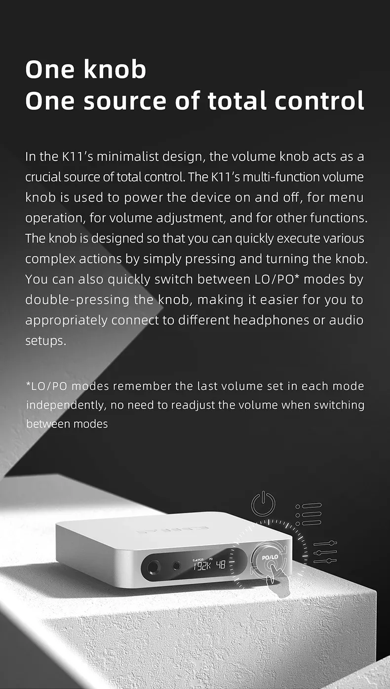FiiO K11 HiFi Balanced Decoder Headphone Amplifier USB DAC AMP Hi-Res Audio 1400mW Power 384kHz/32Bit DSD256 4.4MM 6.5MM RCA Coaxial Outputs