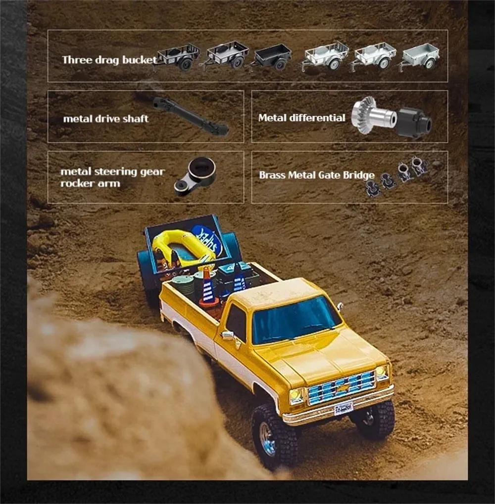 FMS FCX18 Chevrolet K10 RTR 1/18 2.4G 4WD RC Car Rock Crawler Two Speed LED Light Pickup Off Road Climbing Truck Vehicles Models Remote Control Toys