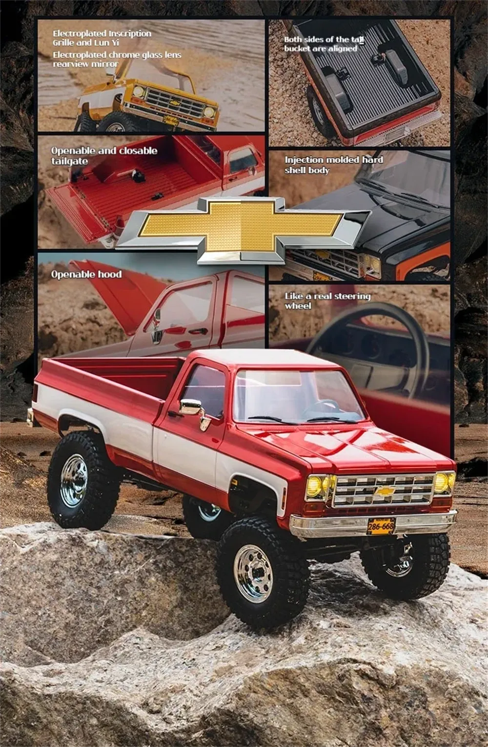 FMS FCX18 Chevrolet K10 RTR 1/18 2.4G 4WD RC Car Rock Crawler Two Speed LED Light Pickup Off Road Climbing Truck Vehicles Models Remote Control Toys