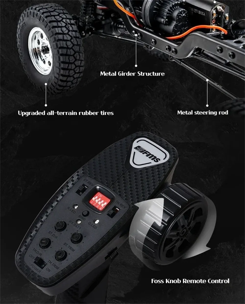 FMS FCX18 Chevrolet K10 RTR 1/18 2.4G 4WD RC Car Rock Crawler Two Speed LED Light Pickup Off Road Climbing Truck Vehicles Models Remote Control Toys
