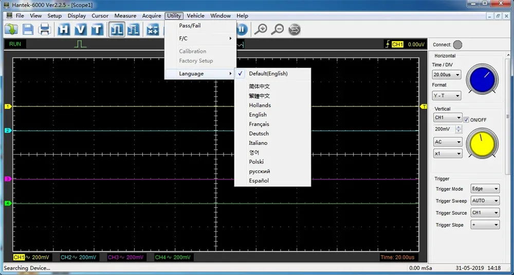 Hantek 6074BE Digital Storage Oscilloscope 4 Channels 70MHz Bandwidth USB Powered