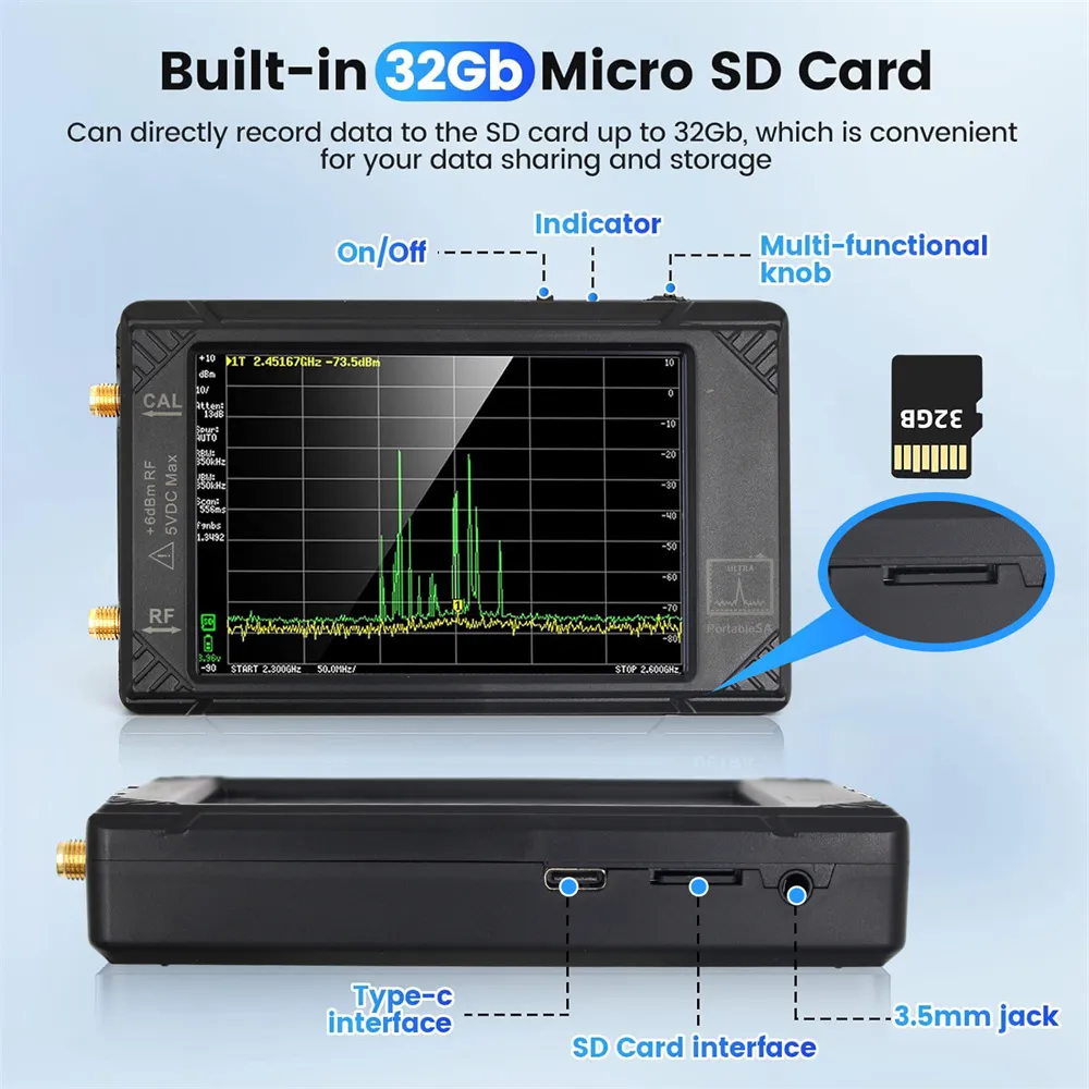Ultra SA Portable Spectrum Analyzer LNA Tester with 32GB 4-inch Touchscreen 100kHz~5.3GHz Ultra SA Portable Spectrum Analyzer LNA Tester with 32GB 4-inch Touchscreen 100kHz~5.3GHz