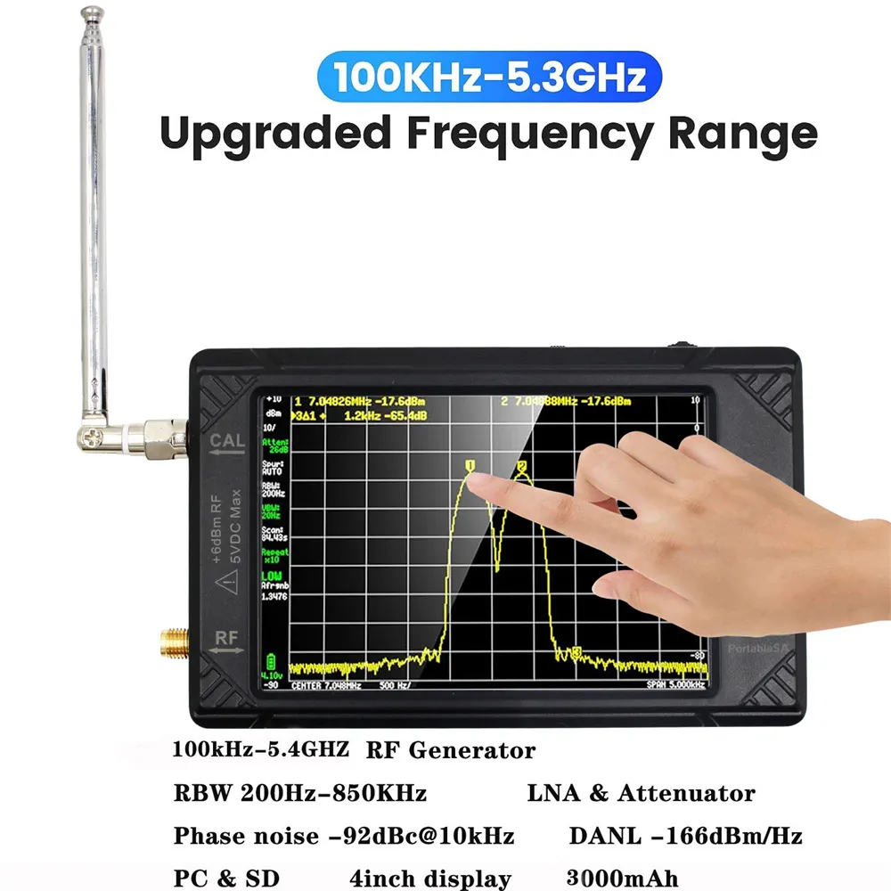 Ultra SA Portable Spectrum Analyzer LNA Tester with 32GB 4-inch Touchscreen 100kHz~5.3GHz Ultra SA Portable Spectrum Analyzer LNA Tester with 32GB 4-inch Touchscreen 100kHz~5.3GHz