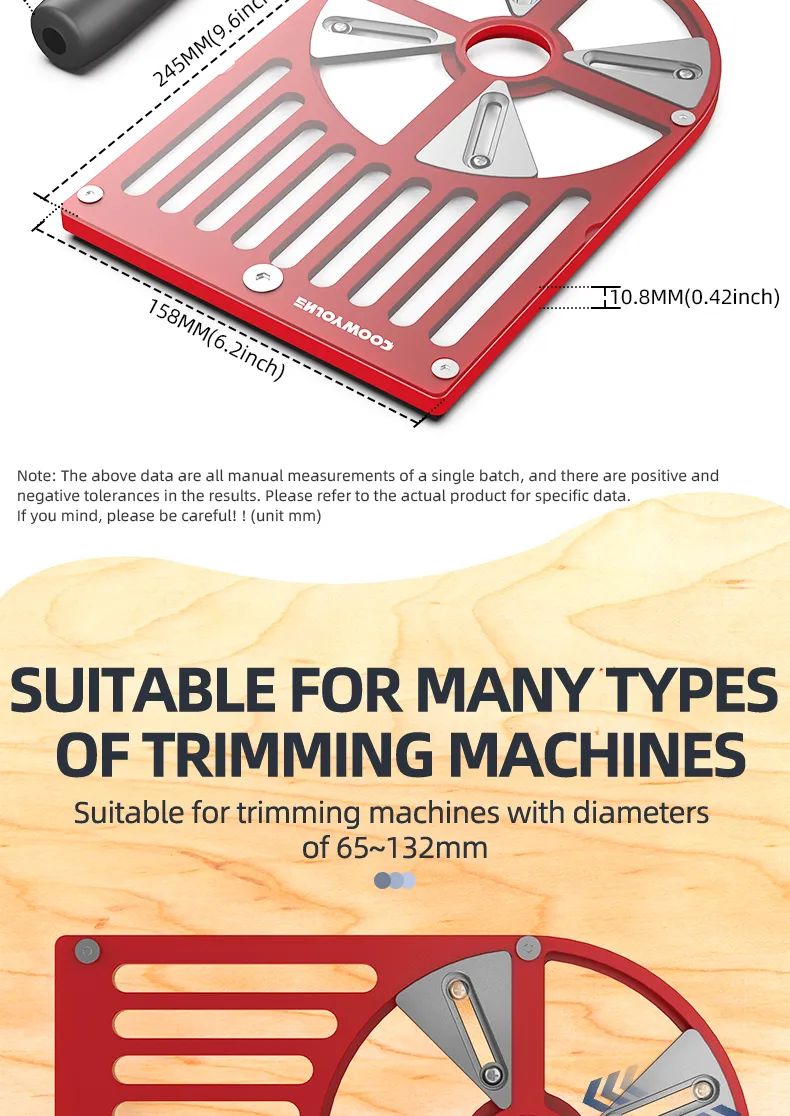 ENJOYWOOD Trimming Router Base Trimming Machine Workbench Base Adjustable Slider Aluminum Alloy 65mm to 132mm Compatibility