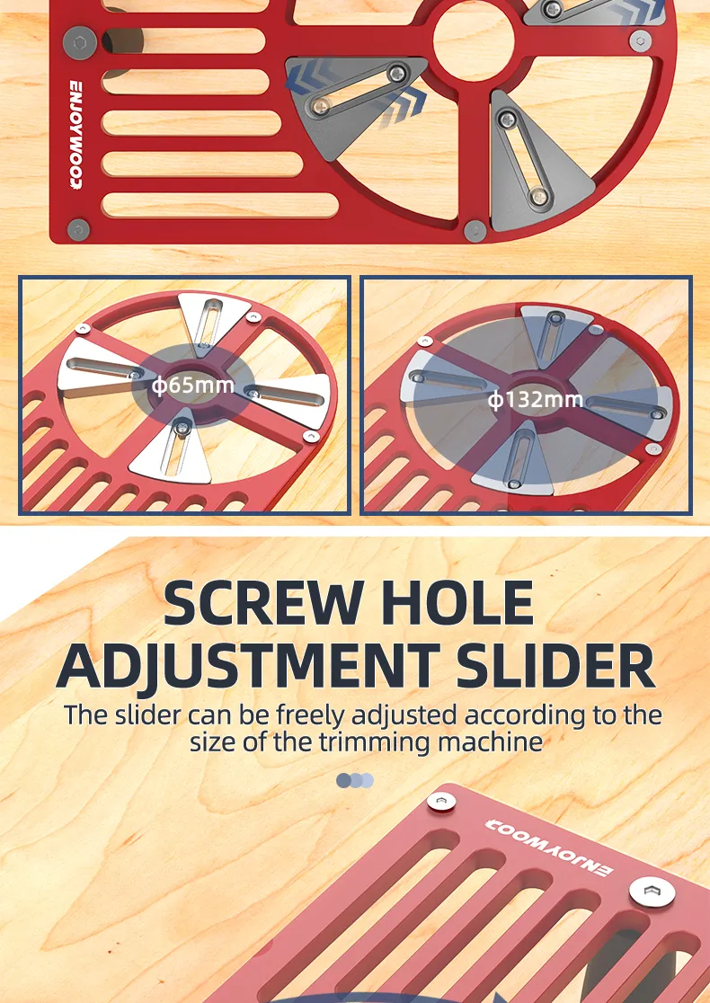 ENJOYWOOD Trimming Router Base Trimming Machine Workbench Base Adjustable Slider Aluminum Alloy 65mm to 132mm Compatibility