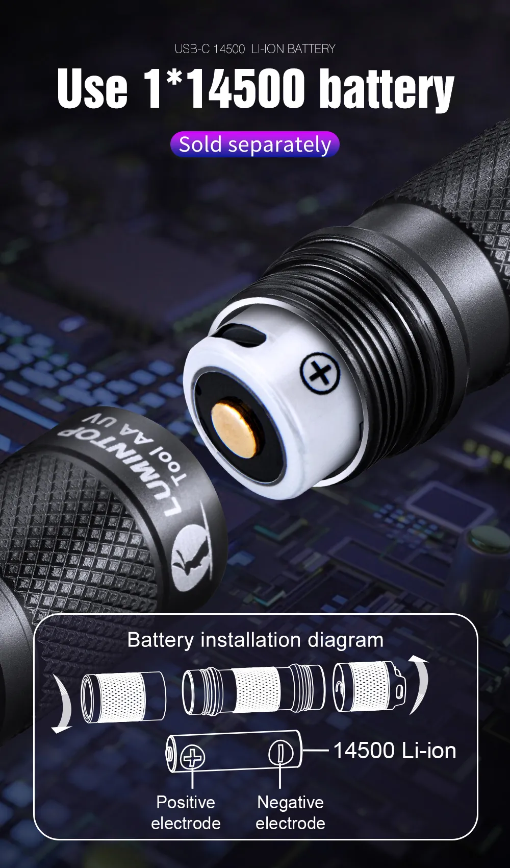 LUMINTOP Tool AA 2.0 365nm UV Flashlight with 14500 Battery Purple Light Mini Portable Torch Medical Test Light LUMINTOP Tool AA 2.0 365nm UV Flashlight with 14500 Battery Purple Light Mini Portable Torch Medical Test Light