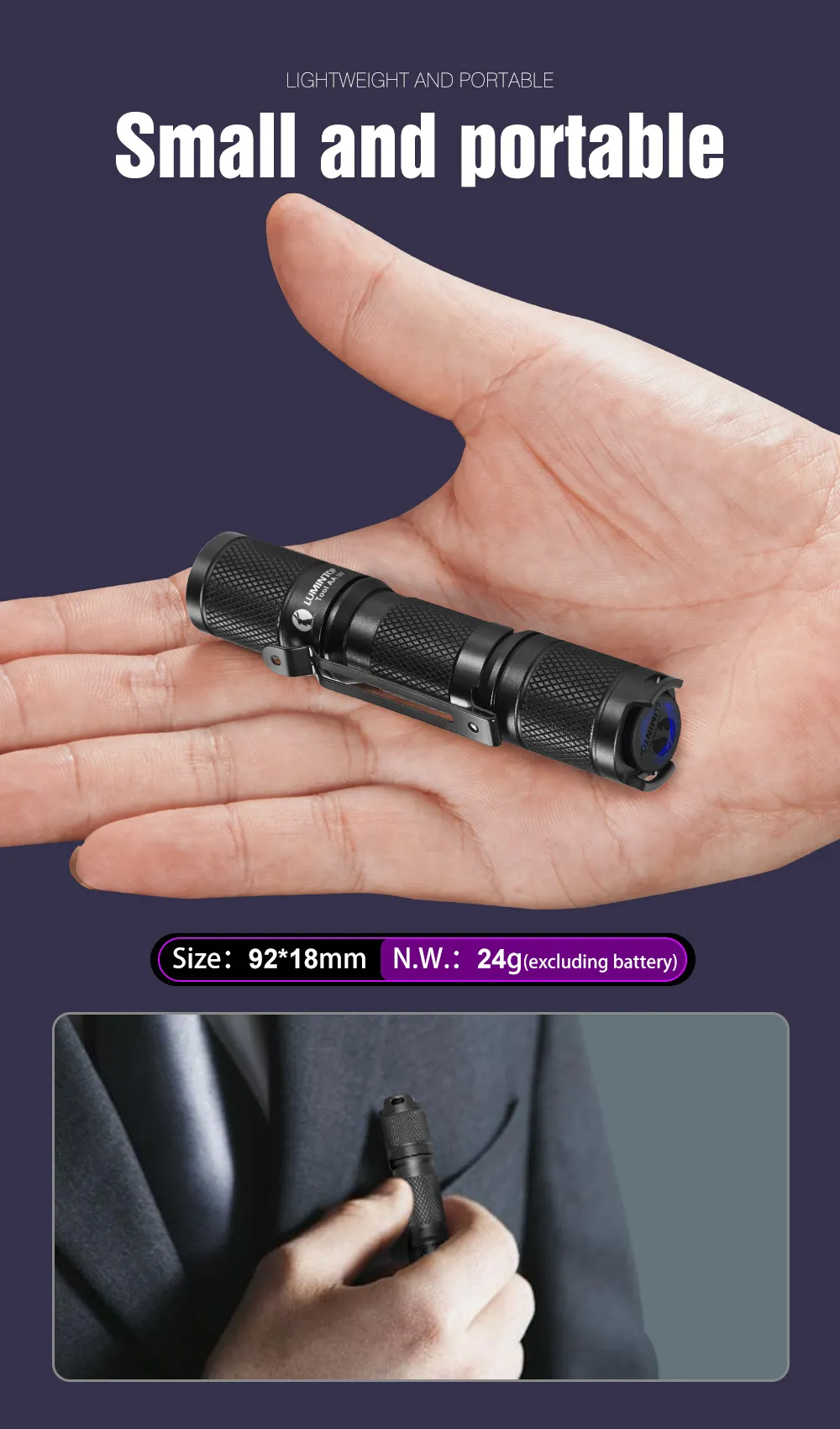 LUMINTOP Tool AA 2.0 365nm UV Flashlight with 14500 Battery Purple Light Mini Portable Torch Medical Test Light LUMINTOP Tool AA 2.0 365nm UV Flashlight with 14500 Battery Purple Light Mini Portable Torch Medical Test Light