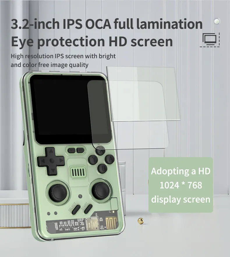 POWKIDDY RGB20 PRO 64G Handheld Gaming Console 3.2 Inch 1024*768 IPS Screen 5000+ Games Built-in 2.4G WiFi+bluetooth Support HD TV Output 3.5mm Earphone Video Game Player Console Open Source Systems