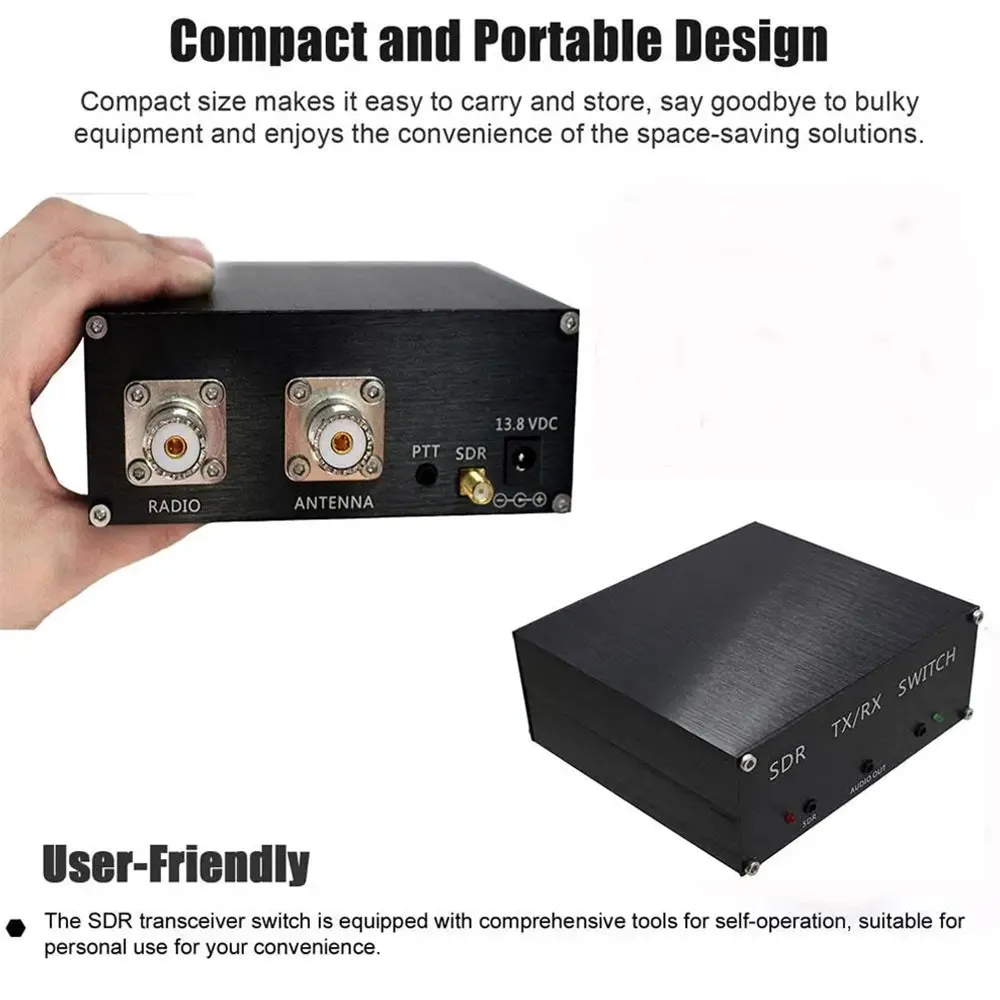 Transceiver Switch SDR Aluminum Alloy 100W Max TX Power 0.3dB Insertion Loss 38dB RX Isolation 12V 2A Compact Portable Transceiver Switch SDR Aluminum Alloy 100W Max TX Power 0.3dB Insertion Loss 38dB RX Isolation 12V 2A Compact Portable