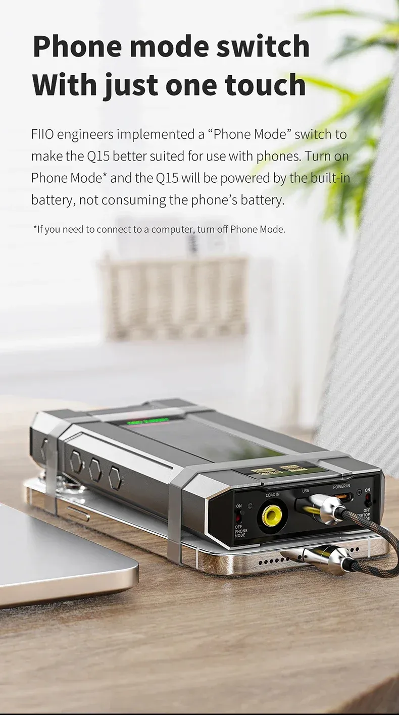 FiiO Q15 MQA Hi-Res Audio HIFI Headphone Amplifier Music Player Decoder AK4191 AK4499EX USB DAC Bluetooth Coaxial 3.5mm 4.4mm Outputs